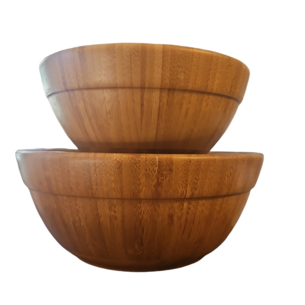 Set of 2 Pampered Chef Bamboo Bowls